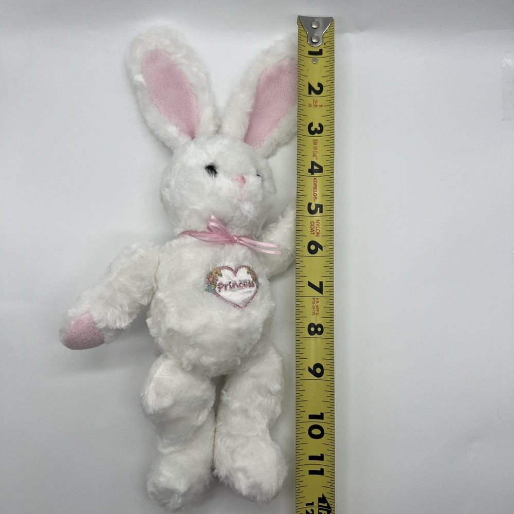 Vintage Carter's White Bunny Plush Rattle Pink Bow Embroidered Heart‎ Princess - Picture 12 of 16